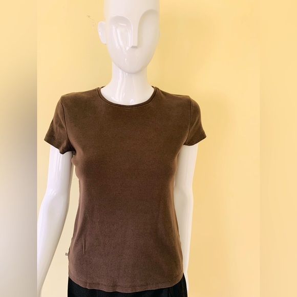 Jones New York Signature 100% cotton tops lot of 2 crew neck brown & creamy tan - Picture 10 of 16